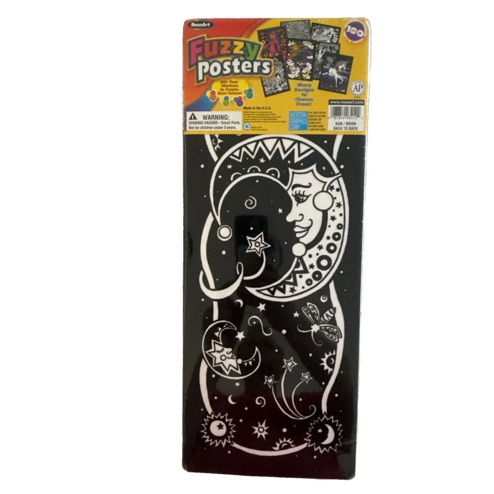 VTG 2002 Fuzzy Poster RoseArt Sun & Moon Fantasy Velvet Art 8x20 Set Of 2 New